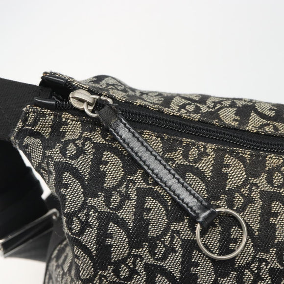 Christian Dior Trotter Canvas Shoulder Bag Navy Silver Auth mr2575A