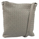 BOTTEGA VENETA INTRECCIATO Shoulder Bag Leather Gray Silver Auth mr2576A-1