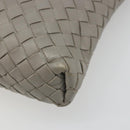 BOTTEGA VENETA INTRECCIATO Shoulder Bag Leather Gray Silver Auth mr2576A-10