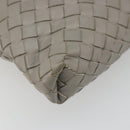 BOTTEGA VENETA INTRECCIATO Shoulder Bag Leather Gray Silver Auth mr2576A-11