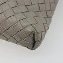 BOTTEGA VENETA INTRECCIATO Shoulder Bag Leather Gray Silver Auth mr2576A-12