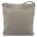 BOTTEGA VENETA INTRECCIATO Shoulder Bag Leather Gray Silver Auth mr2576A-2
