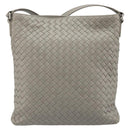 BOTTEGA VENETA INTRECCIATO Shoulder Bag Leather Gray Silver Auth mr2576A-3