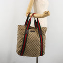 GUCCI GG Canvas Web Sherry Line Tote Bag Beige 189669 Auth mr2577A-21