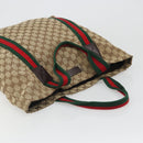 GUCCI GG Canvas Web Sherry Line Tote Bag Beige 189669 Auth mr2577A-6