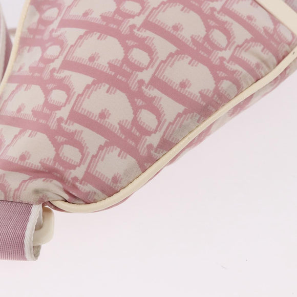 Christian Dior Shoulder Bag Nylon Pink Silver Auth mr2578A