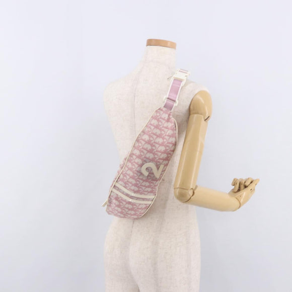 Christian Dior Shoulder Bag Nylon Pink Silver Auth mr2578A