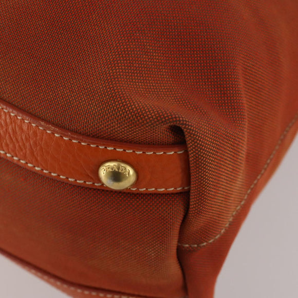 PRADA Hand Bag Canvas 2way Orange Gold Auth mr2579V