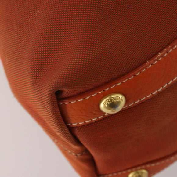 PRADA Hand Bag Canvas 2way Orange Gold Auth mr2579V