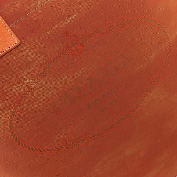 PRADA Hand Bag Canvas 2way Orange Gold Auth mr2579V