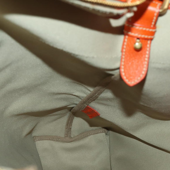 PRADA Hand Bag Canvas 2way Orange Gold Auth mr2579V