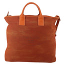 PRADA Hand Bag Canvas 2way Orange Gold Auth mr2579V-2