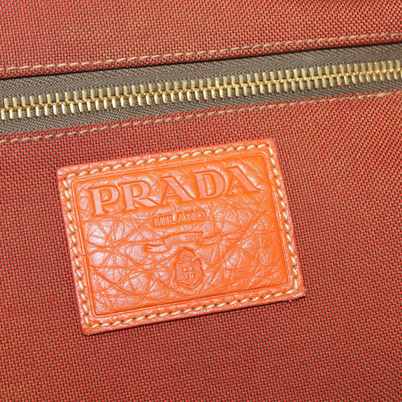 PRADA Hand Bag Canvas 2way Orange Gold Auth mr2579V