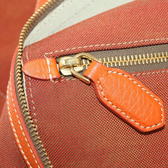 PRADA Hand Bag Canvas 2way Orange Gold Auth mr2579V