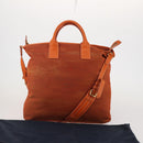 PRADA Hand Bag Canvas 2way Orange Gold Auth mr2579V-28