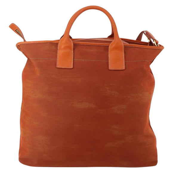 PRADA Hand Bag Canvas 2way Orange Gold Auth mr2579V