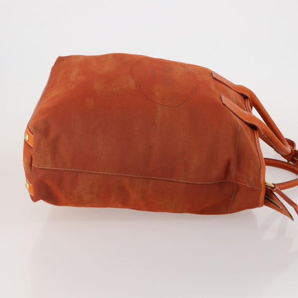 PRADA Hand Bag Canvas 2way Orange Gold Auth mr2579V