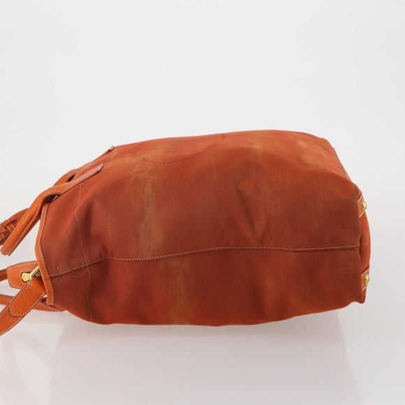 PRADA Hand Bag Canvas 2way Orange Gold Auth mr2579V