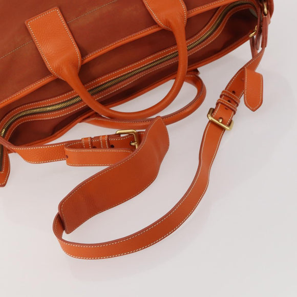 PRADA Hand Bag Canvas 2way Orange Gold Auth mr2579V