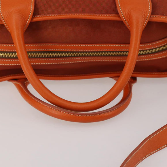 PRADA Hand Bag Canvas 2way Orange Gold Auth mr2579V