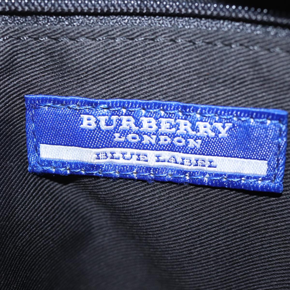 BURBERRY Nova Check Blue Label Hand Bag Nylon Beige Black Auth mr258