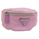PRADA Arm Pouch Nylon Pink Silver Auth mr2583-1