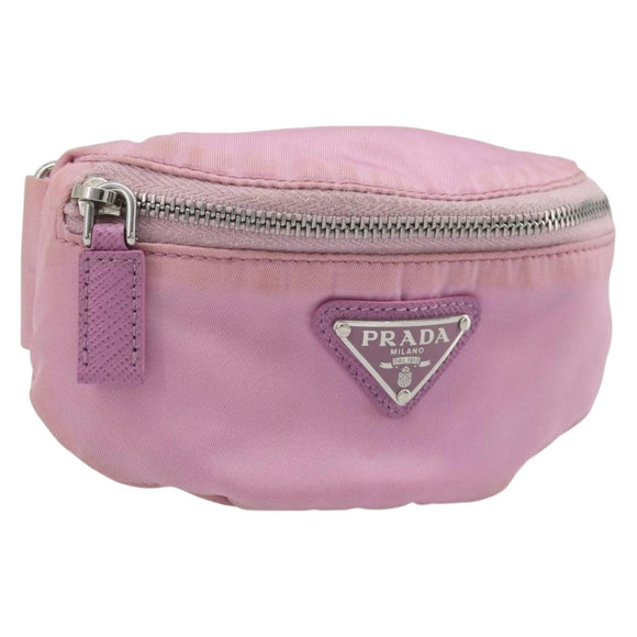 PRADA Arm Pouch Nylon Pink Silver Auth mr2583
