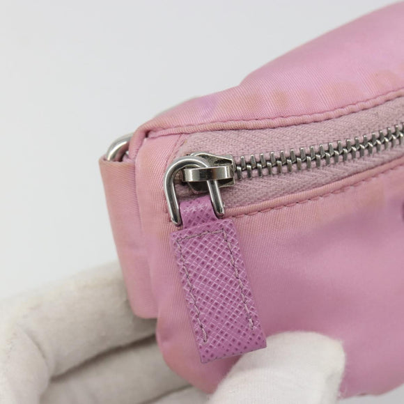 PRADA Arm Pouch Nylon Pink Silver Auth mr2583