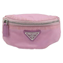 PRADA Arm Pouch Nylon Pink Silver Auth mr2583-13