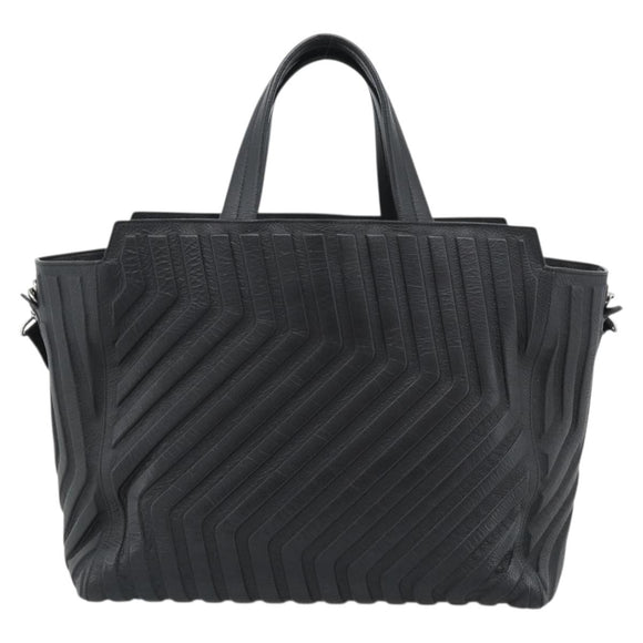 BALENCIAGA Car Hand Bag Leather 2way Black Silver 679461 Auth mr2586V