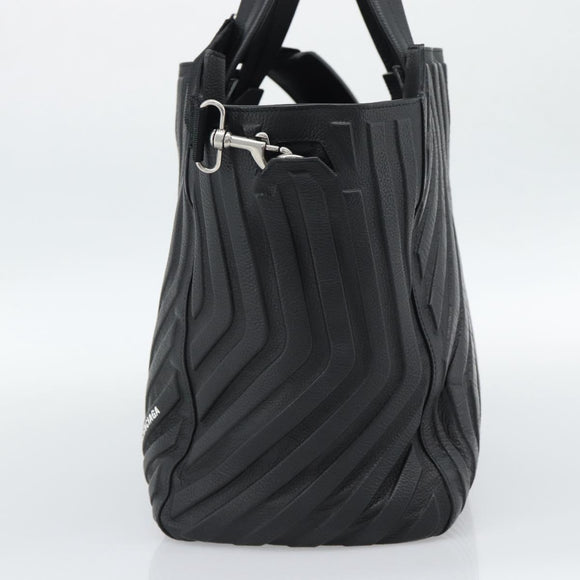 BALENCIAGA Car Hand Bag Leather 2way Black Silver 679461 Auth mr2586V