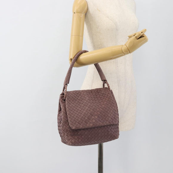 BOTTEGA VENETA INTRECCIATO Hand Bag Leather Purple Gold Auth mr2587A