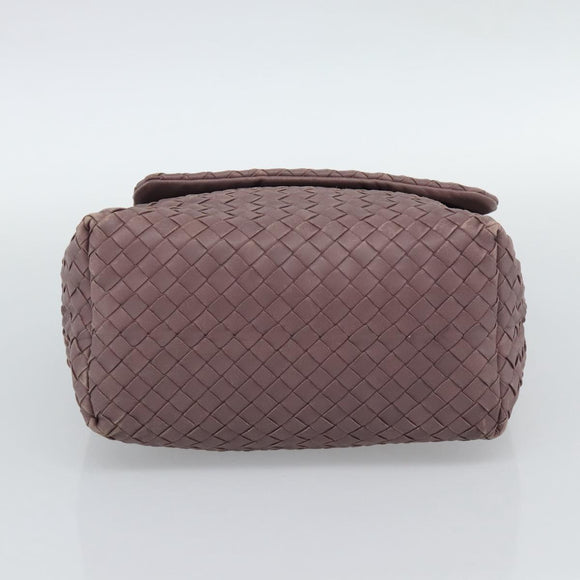 BOTTEGA VENETA INTRECCIATO Hand Bag Leather Purple Gold Auth mr2587A