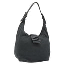FENDI Mamma Baguette Hand Bag cotton Gray Silver Auth mr2591-1