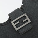 FENDI Mamma Baguette Hand Bag cotton Gray Silver Auth mr2591-18