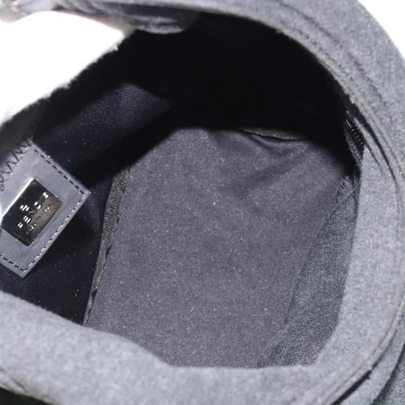 FENDI Mamma Baguette Hand Bag cotton Gray Silver Auth mr2591
