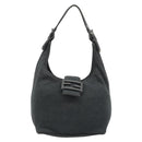 FENDI Mamma Baguette Hand Bag cotton Gray Silver Auth mr2591-13