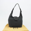 FENDI Mamma Baguette Hand Bag cotton Gray Silver Auth mr2591-12