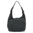 FENDI Mamma Baguette Hand Bag cotton Gray Silver Auth mr2591-2