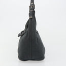 FENDI Mamma Baguette Hand Bag cotton Gray Silver Auth mr2591-3