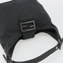 FENDI Mamma Baguette Hand Bag cotton Gray Silver Auth mr2591-6