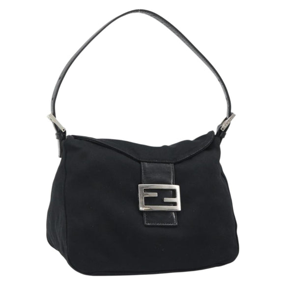 FENDI Hand Bag cotton Black Silver Auth mr2595