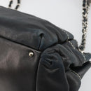 CHANEL Chain Shoulder Bag Lamb Skin Navy Silver CC Auth mr2596A-10