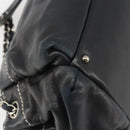 CHANEL Chain Shoulder Bag Lamb Skin Navy Silver CC Auth mr2596A-11