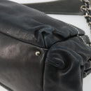 CHANEL Chain Shoulder Bag Lamb Skin Navy Silver CC Auth mr2596A-12