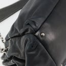 CHANEL Chain Shoulder Bag Lamb Skin Navy Silver CC Auth mr2596A-13