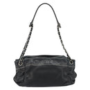 CHANEL Chain Shoulder Bag Lamb Skin Navy Silver CC Auth mr2596A-2