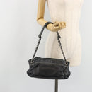 CHANEL Chain Shoulder Bag Lamb Skin Navy Silver CC Auth mr2596A-22
