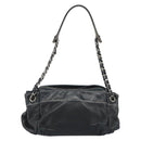 CHANEL Chain Shoulder Bag Lamb Skin Navy Silver CC Auth mr2596A-3