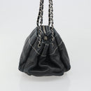 CHANEL Chain Shoulder Bag Lamb Skin Navy Silver CC Auth mr2596A-5